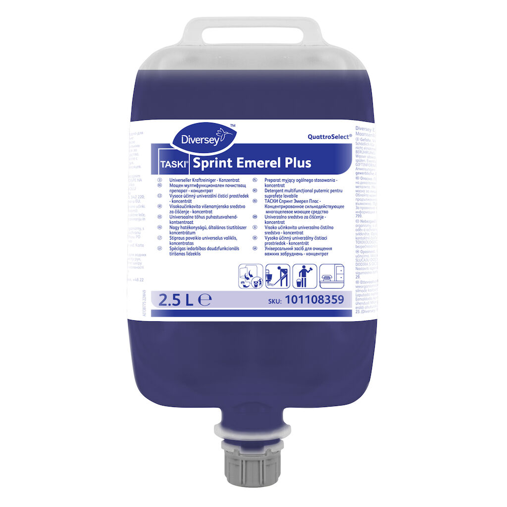 TASKI Sprint Emerel Plus QS 2x2.5L - Detergent multifuncțional puternic pentru suprafețe lavabile